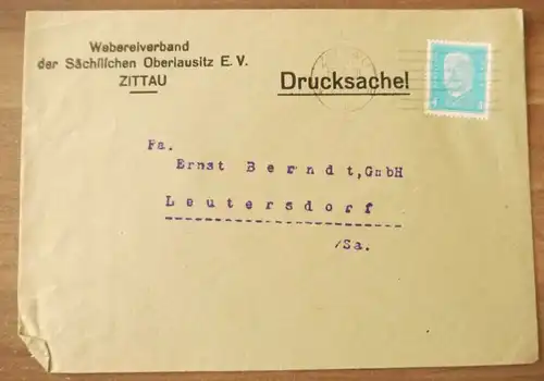Brief Drucksache Webereiverband der Sächsischen Oberlausitz e V Zittau Sachsen