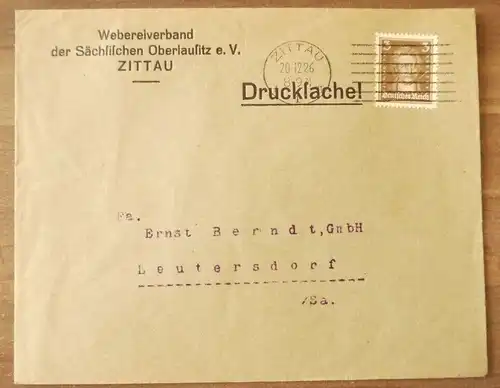 Geschäftsbrief Webereiverband der Sächsischen Oberlausitz e V Zittau Firmenbrief