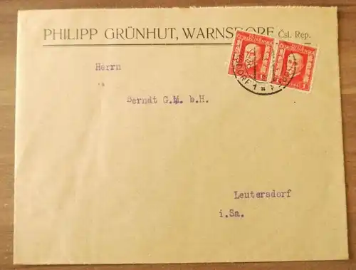Brief Philipp Grünhut Böhmen Warnsdorf Firmenbrief