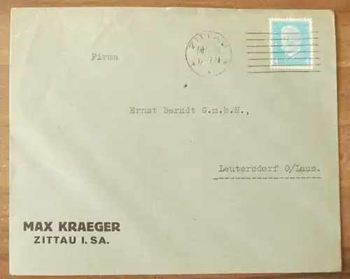 Brief Max Kraeger Firmenbrief Zittau Sachsen DR 1931 Geschäftsbrief