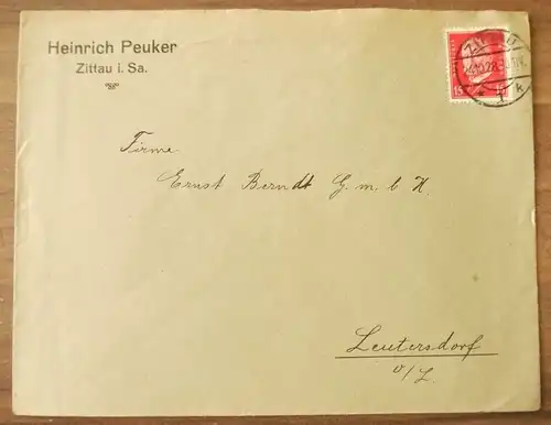 Brief Heinrich Peuker Firmenbrief an Firman Ernst Berndt GmbH 1928