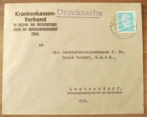 Brief Krankenkassenverband Zittau Drucksache DR 1931 an Betriebskrankenkasse