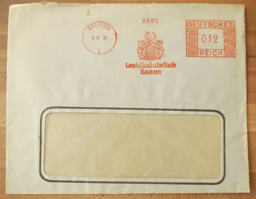 Brief Bautzen Deutsches Reich 1934 Landständische Bank