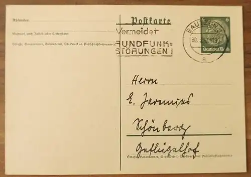 Schönberg Postkarte Brief Deutsches Reich 1937