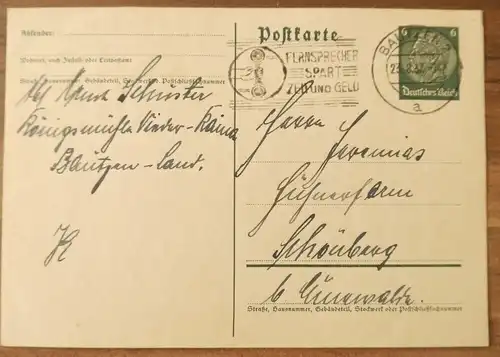 Postkarte Schönberg DR Brief 1937