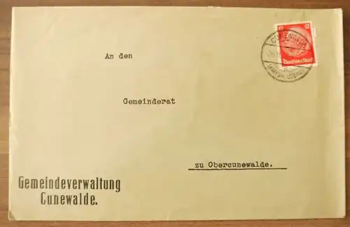 Brief Gemeindeverwaltung Cunewalde DR 1934