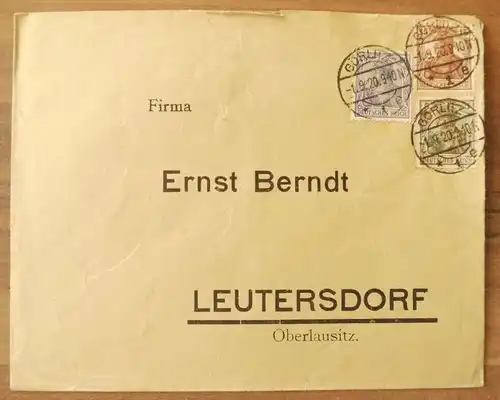 Firma Ernst Berndt Firmenbrief Leutersdorf Oberlausitz DR 1920