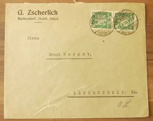 Firmenbrief G Zscherlich Waltersdorf DR 1924