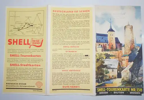 Shell Tourenkarte Nr. 138 Dresden Bautzen Dresden um 1930 (H2