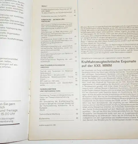 KFT Kraftfahrzeugtechnik Zeitschrift 2 Februar 1980 IFA W50 VW Jetta !