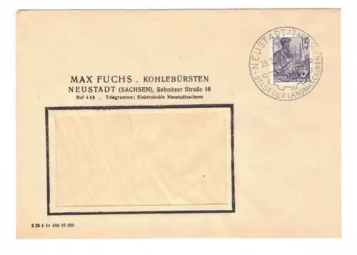 Firmen Brief 1960 Max Fuchs Kohlebürsten Neustadt Sachsen