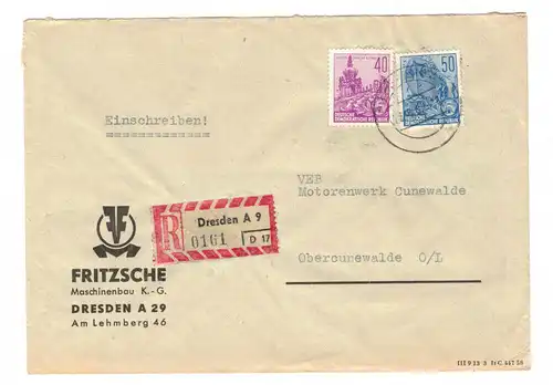 R Brief Fritzsche Maschinenbau Dresden A29 Einschreiben Firmenbrief