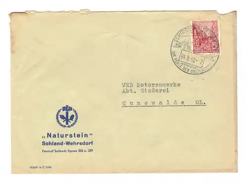 Firmen Brief 1960 Naturstein PGH Sohland Spree Wehrsdorf
