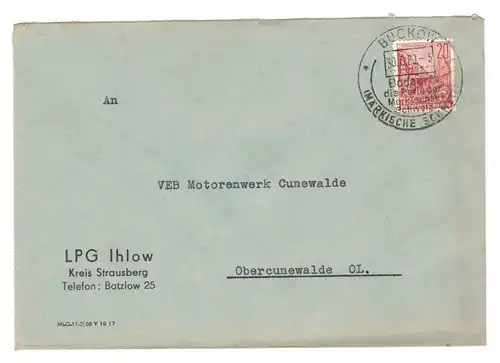 Firmen Brief 1960 LPG Ihlow Kreis Strausberg Batzlow