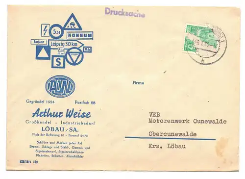 Firmenbrief Arthur Weise Großhandel Industriebedarf Löbau 1960