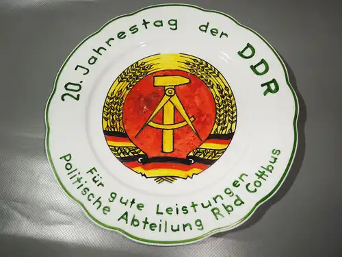 Andenkenteller 20 Jahre DDR Reichsbahn Direktion Cottbus