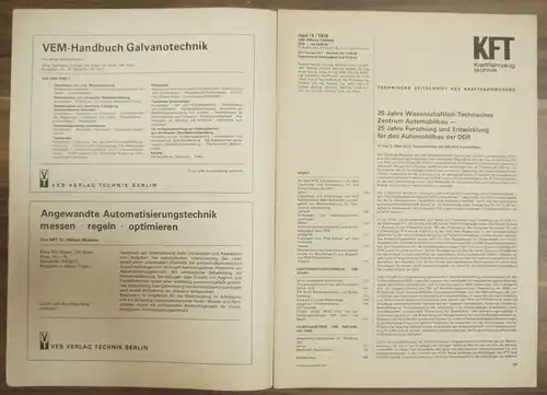 Sowjetische Automobile DDR Zeitschrift KFT WAS 2102 Wartburg 353 Juni 1976