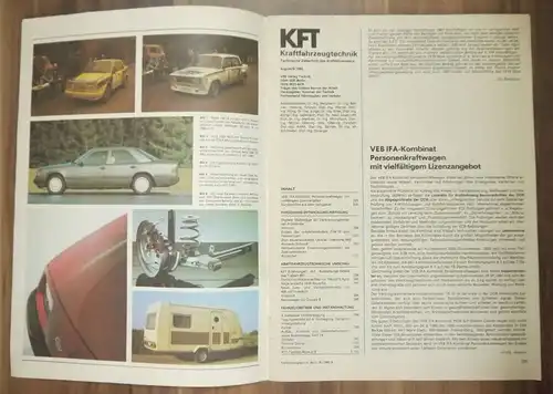 KFT IFA Lizenzen August 1985 Heft DDR Zeitschrift Caravan Intercamp 440