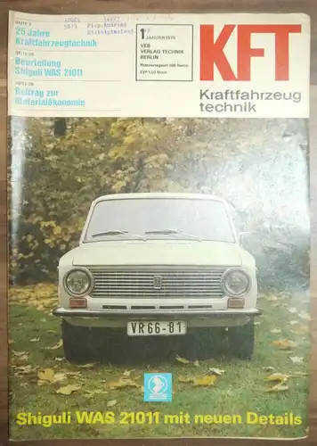 KFT Januar 1976  DDR Zeitschrift 25 Jahre Kraftfahrzeugtechnik Shiguli WAS 21011