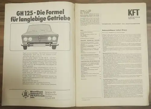 KFT Januar 1976  DDR Zeitschrift 25 Jahre Kraftfahrzeugtechnik Shiguli WAS 21011