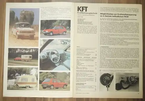 April 1984 Kraftfahrzeugtechnik IFA Fahrzeugteile Thema Kraftstoffeinsparung WAS