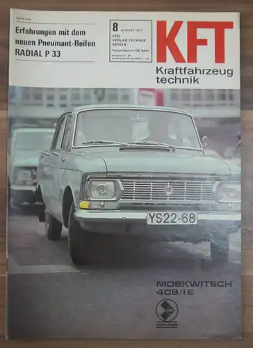 KFT Zeitschrift DDR August 1971 Erfahrungen mit dem neuen Pneumant Reifen Radial