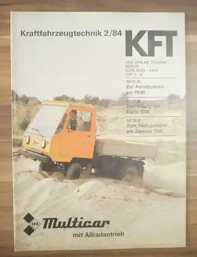 VEB Verlag KFT Zeitschrift Multicar mit Allradantrieb Februar 1984 Aerodynamik