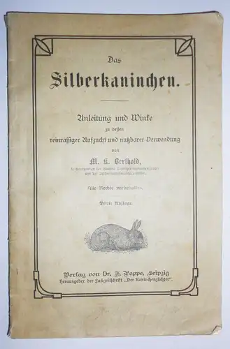Das Silberkaninchen Anleitung & Winke zur Aufzucht & Verwendung 1903 Berthold !