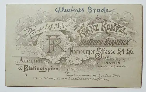 CDV Foto Bube mit Schaukelpferd 1900er Rompel Hamburg