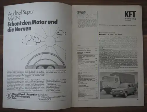 KFT KamAS LKW und Lada 1600 Oktober 1977 Zeitschrift KFT DDR