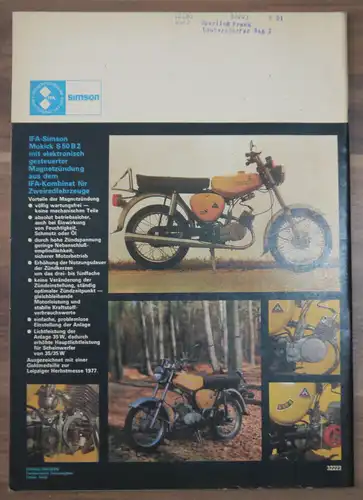 KFTPerspektiven im sowjetischen PKW Bau Februar 1978 MZ TS 150 luxus