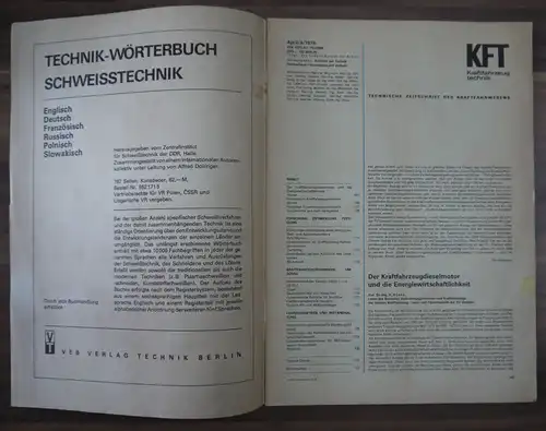 KFT Dieselmotor und Energiewirtschaftlichkeit Heft April 1976 Trabant 601 Campin