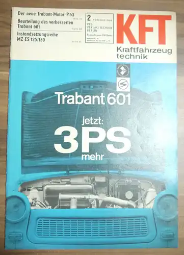 Zeitschrift Kraftfahrzeugtechnik DDR Februar 1969 KFT Trabant 601 Motor P 63