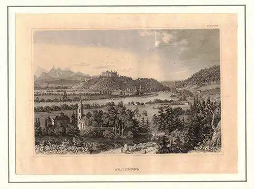 Kupferstich Salzburg 1704 Ansicht View Print Austria Vintage