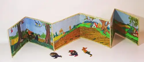 Hase und Igel Panorama Selbstgebastelt 1950er Klappbar Dekorativ Spielzeug