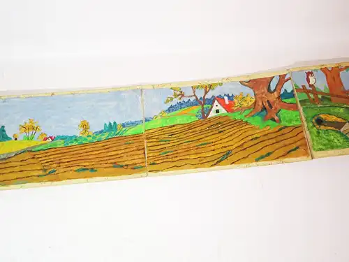 Hase und Igel Panorama Selbstgebastelt 1950er Klappbar Dekorativ Spielzeug
