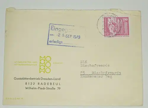 Firmen Brief Gaststättenbetrieb Dresden-Land 1979