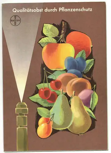 Bayer Qualitätsobst durch Pflanzenschutz Schädlingsbekämpfung Vintage