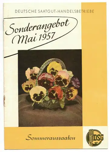 Deutsche Saatgut Handelsbetriebe Sonderangebot Mai 1957 Sommersaaten DDR