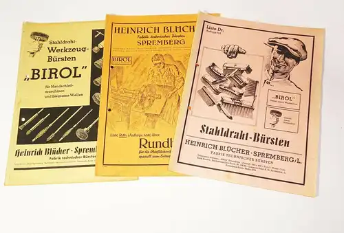 Katalog Heinrich Blücher Spremberg Niederlausitz 3 Stück 1930er Stahlbürste Kfz