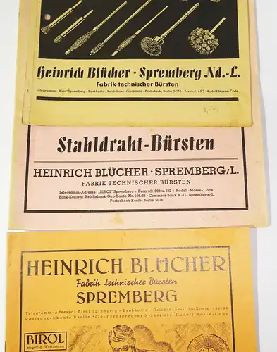 Katalog Heinrich Blücher Spremberg Niederlausitz 3 Stück 1930er Stahlbürste Kfz