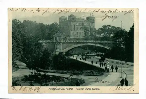 Ak Hamburg ST-Pauli – Kersten Miles-Brücke 1909