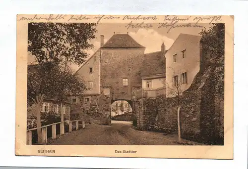 Ak Geithain Stadttor Untertor ehemals mit Fallgitter Häuser Kantorgasse 1908