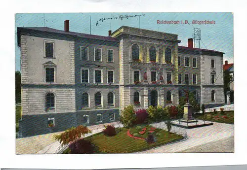 Ak Reichenbach im Vogtland Bürgerschule 1917