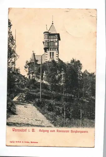 Ak Warnsdorf i. B. Aufgang zum Restaurant Burgbergwarte Korrespondenzkarte 1907