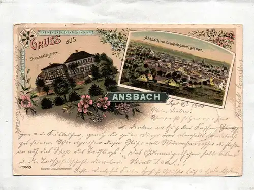 Ak Ansbach Gruß aus Drechselsgarten 1900