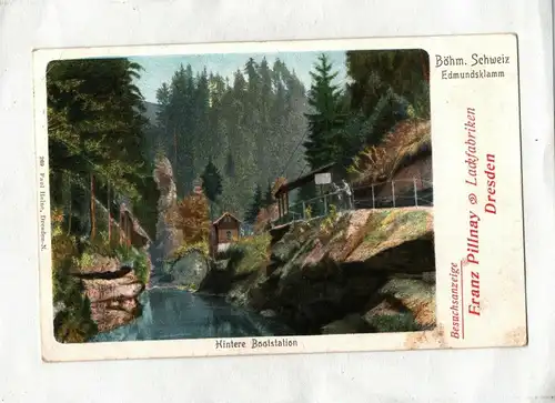 Ak Böhmische Schweiz Edmundsklamm Hintere Bootstation 1909