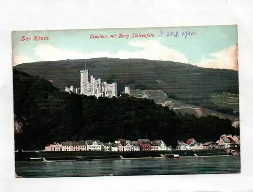 Ak Der Rhein Capellen mit Burg Stolzenfels 1910