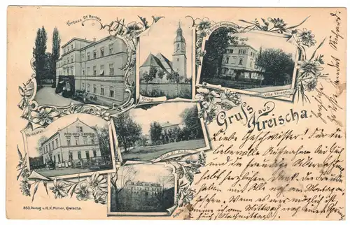 Litho Ak Gruss aus Kreischa Park Hotel Villa Valentin 1902