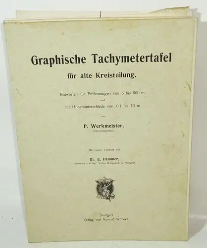 Graphische Tachymetertafel für alte Kreisteilung P.Werkmeister / Hammer um 1890